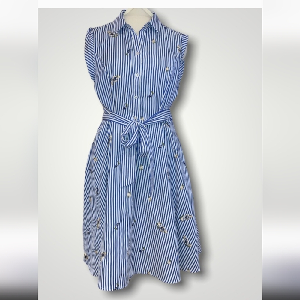 Lucy Paris - White & Blue Striped Dress